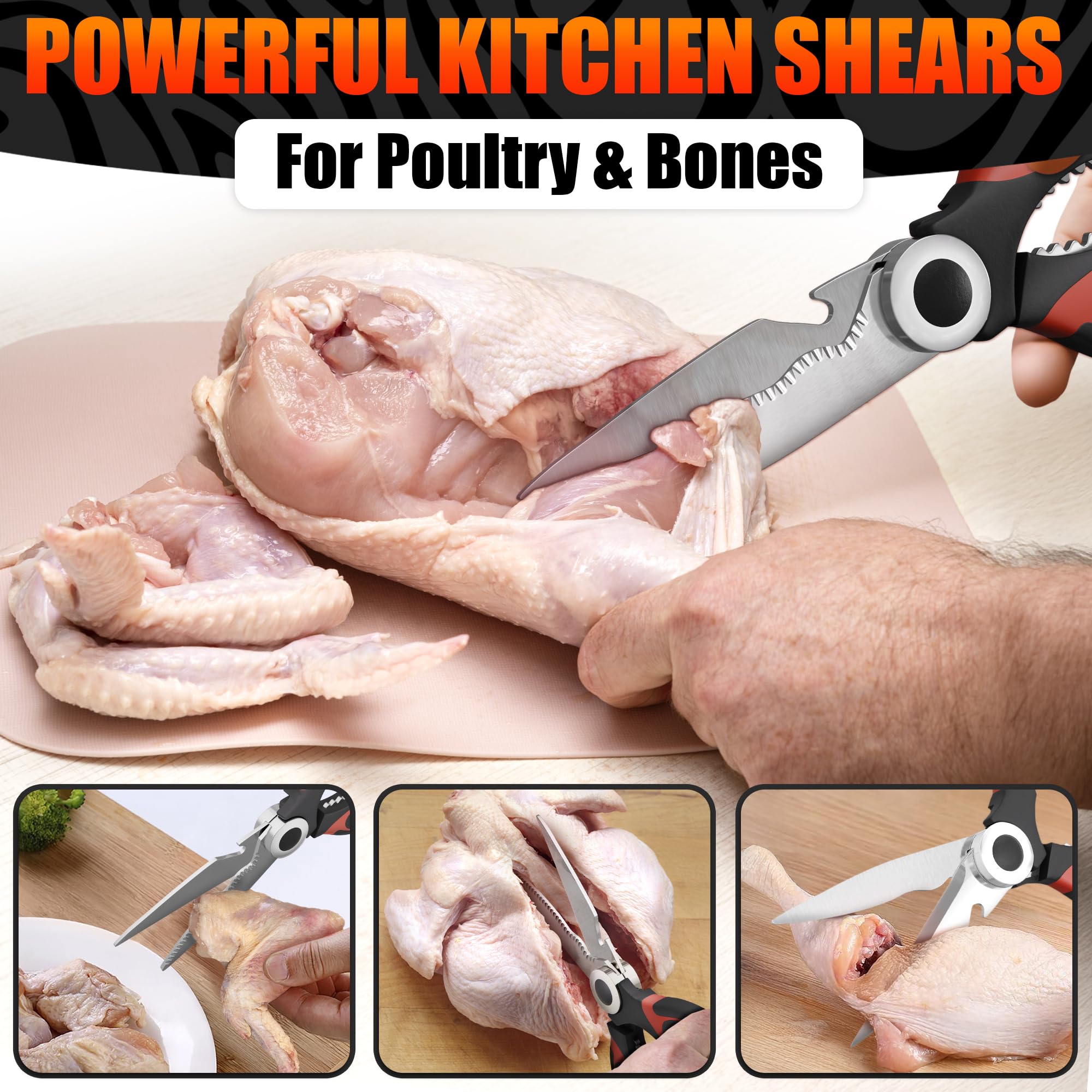 Multifunction Kitchen Scissors - Chicken Bone Meat Vegetable Cutter Nutcracker Bottle Openers Tools, 1 Pcs