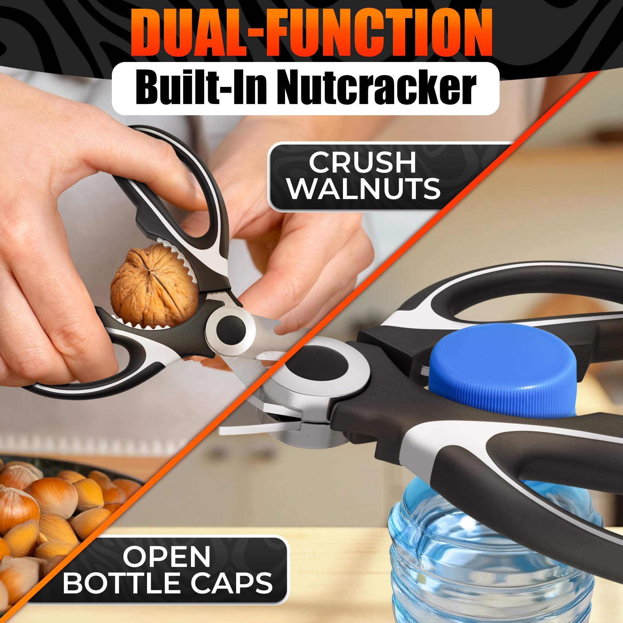 Multifunction Kitchen Scissors - Chicken Bone Meat Vegetable Cutter Nutcracker Bottle Openers Tools, 1 Pcs